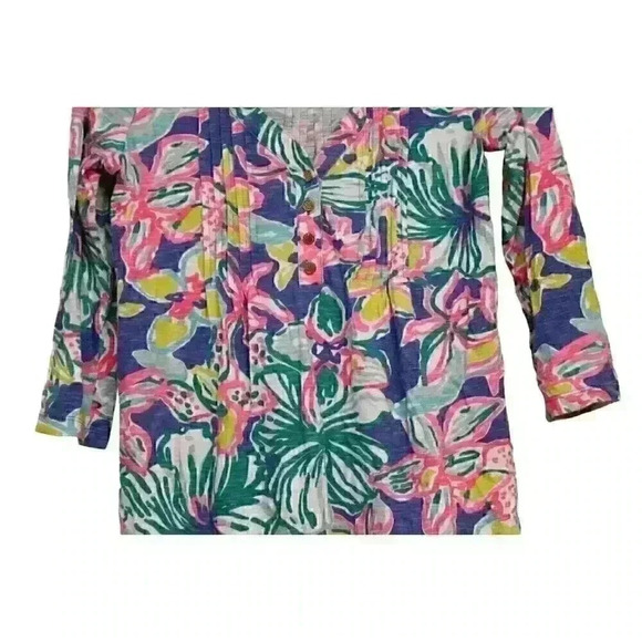 Lilly Pulitzer Dress Size XS Multicolor Floral Amberly Swing Iris Blue Casa Azul - Picture 4 of 11